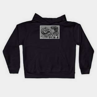 Tentacles In A Tea Cup - White Outlined Version Kids Hoodie